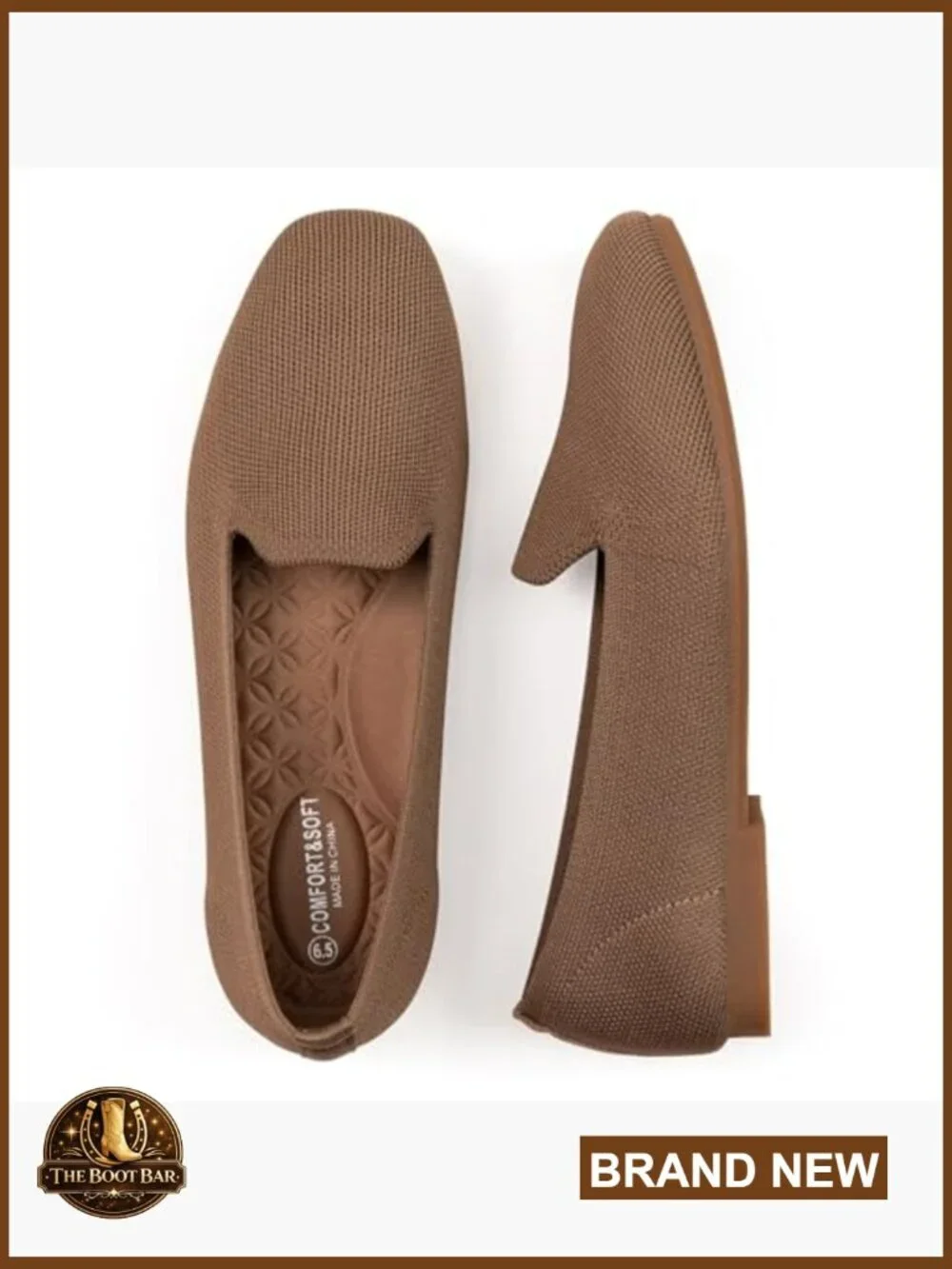 Women's Knit Loafers Square Toe Slip On Office Casual Comfortable Flats
